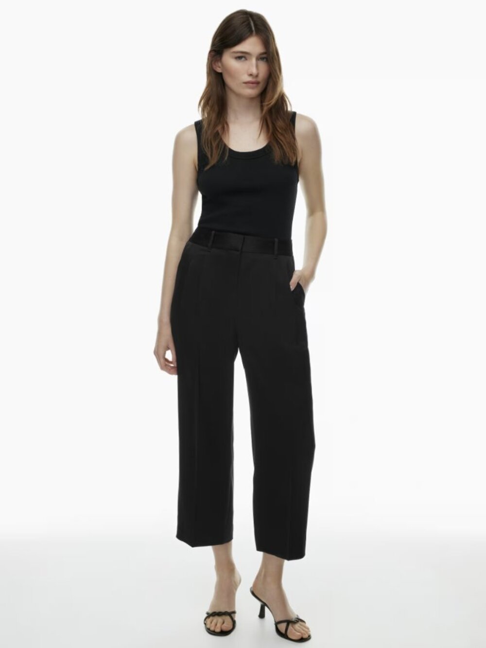 Aritzia Wilfred The Effortless Pant Satin Cropped | Black | Size 2
